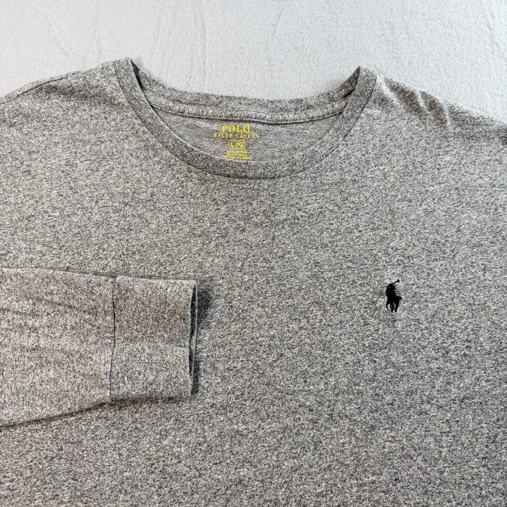 Polo Ralph Lauren T-Shirt Mens L Gray Long Sleeve Cotton Pony Everyday Basics - Picture 8 of 9